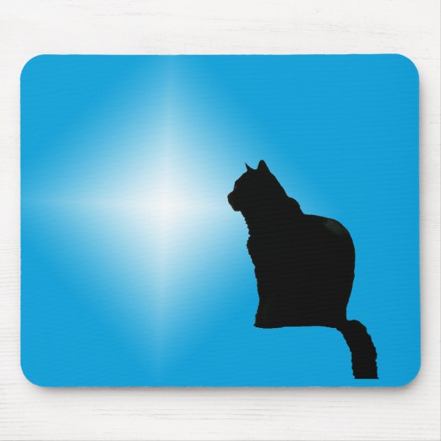 Mousepad Pad do mouse - Silhueta de gato preto e estrela (Frente)