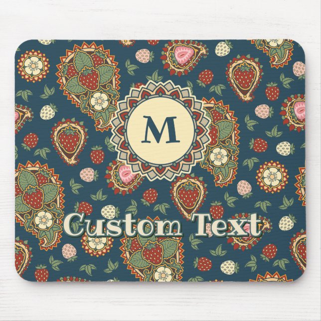 Mousepad Pad do mouse Strawberry Paisley Patterley (Frente)