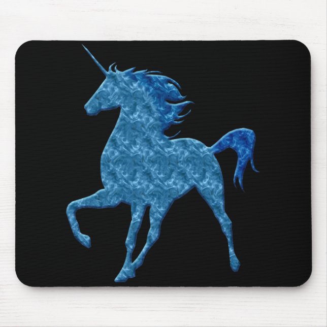 Mousepad Pad do mouse Unicorn de incêndio azul (Frente)