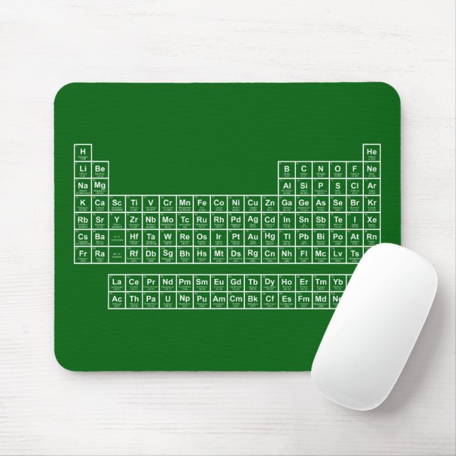 Mousepad Pad do mouse verde de Mesa periódica (Com mouse)