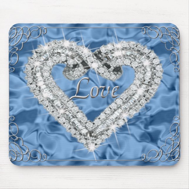 Mousepad Pad do Rato Azul do Coração do Amor (Frente)