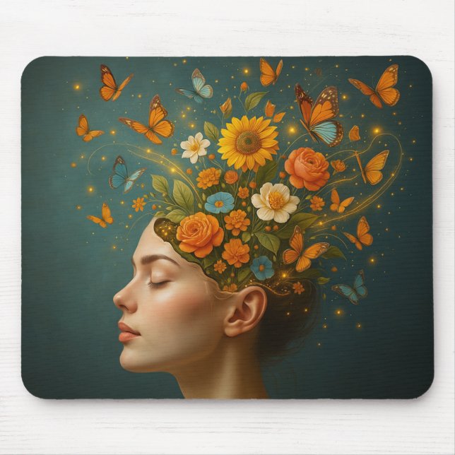 Mousepad Pad do Rato com Borboleta Bloom de Mente Floral AD (Frente)