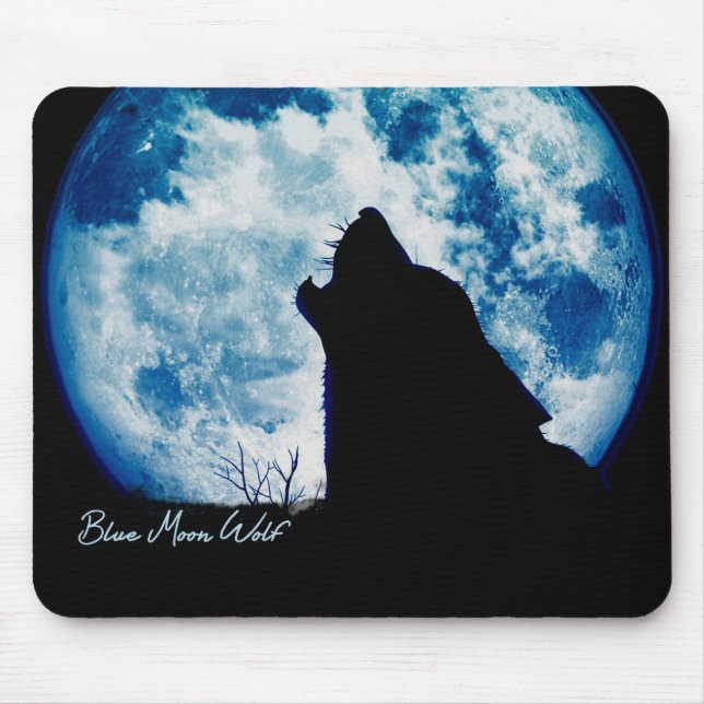 Mousepad Pad do Rato de Lobo-Lua Azul (Frente)