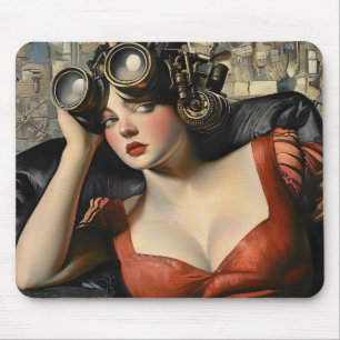 Mousepad Pad do Rato de Mulher Steampunk