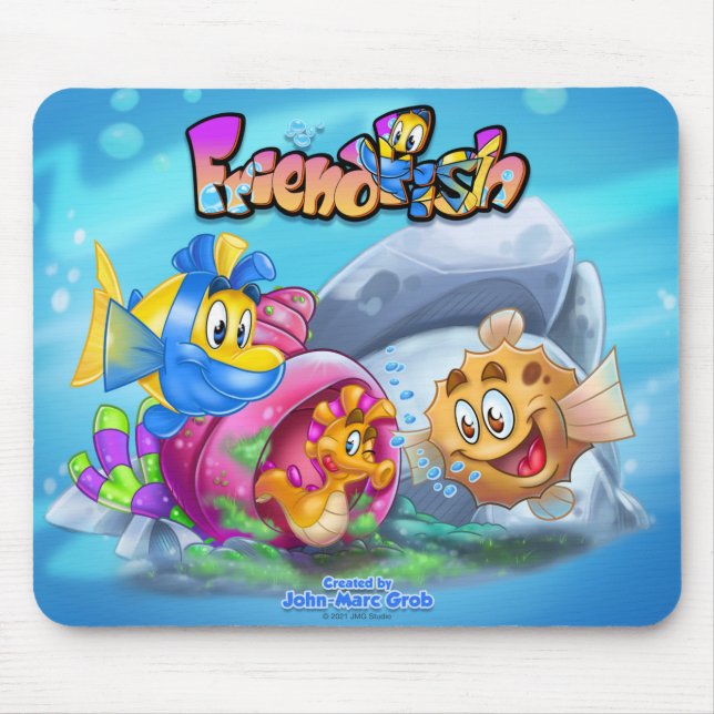 Mousepad Pad do Rato de Peixe-Cartoon Bonito Amigo (Frente)