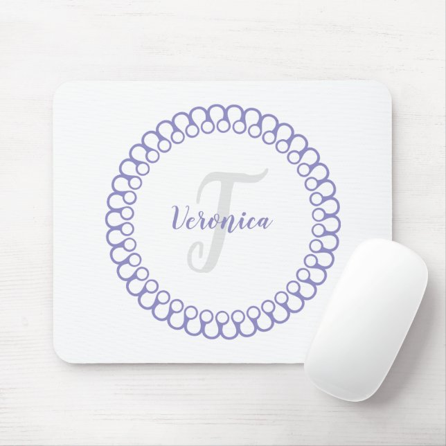 Mousepad Pad do Rato do Monograma com Círculo Decorativo Pú (Com mouse)