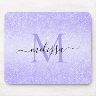 Mousepad Pad do Rato do Monograma com Nome do Script Glitte