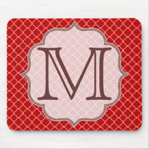 Mousepad Pad Do Rato Do Monograma Do Triterfoil Vermelho Da
