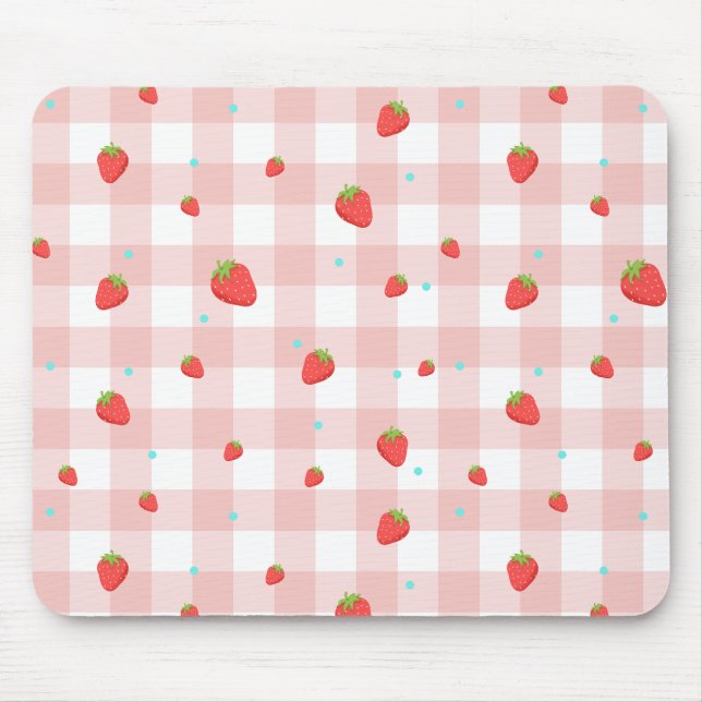 Mousepad Pad do Rato Gingham Strawberry (Frente)