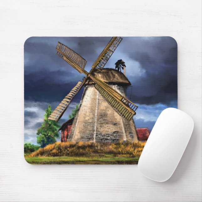 Mousepad Pad do rato para Paisagem de Moinhos Holandesa (Com mouse)