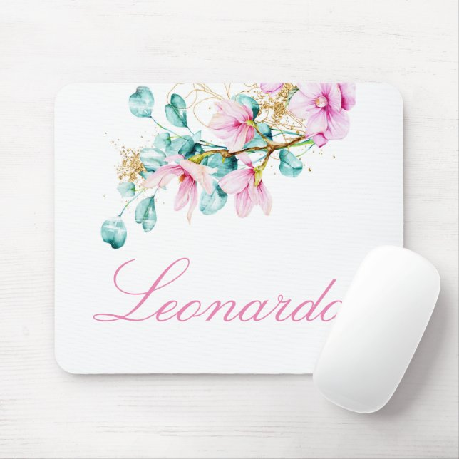 Mousepad Pad floral de mouse rosa personalizado (Com mouse)