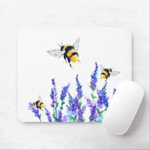 Mousepad Pad Flores e Abelhas Voando de Mouse