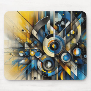 Mousepad Pad Geométrico Azul e Dourado
