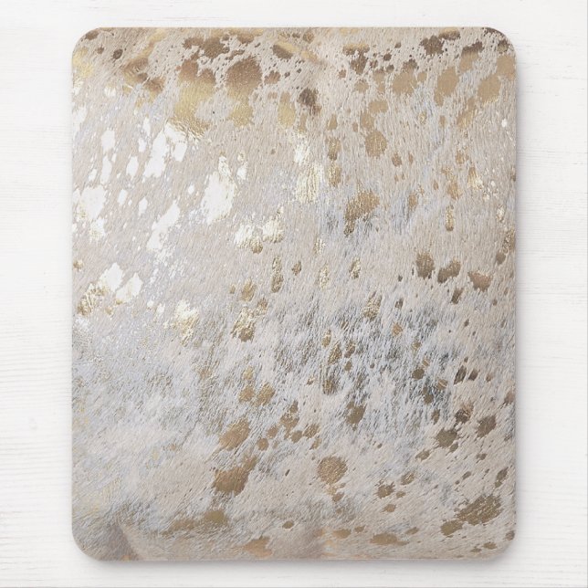 Mousepad Pad Metálico Dourado de Mouse Impressão de Cowhide (Frente)