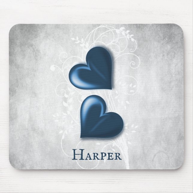 Mousepad Pad Personalizado de Rato de Corações Azuis (Frente)