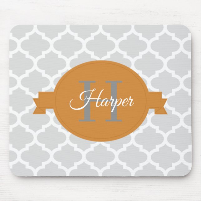 Mousepad Pad Personalizado do Rato de Quatrefoil Laranja (Frente)