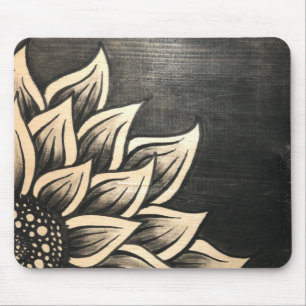 Mousepad Pad Pintado de Rato de Girassol Preto