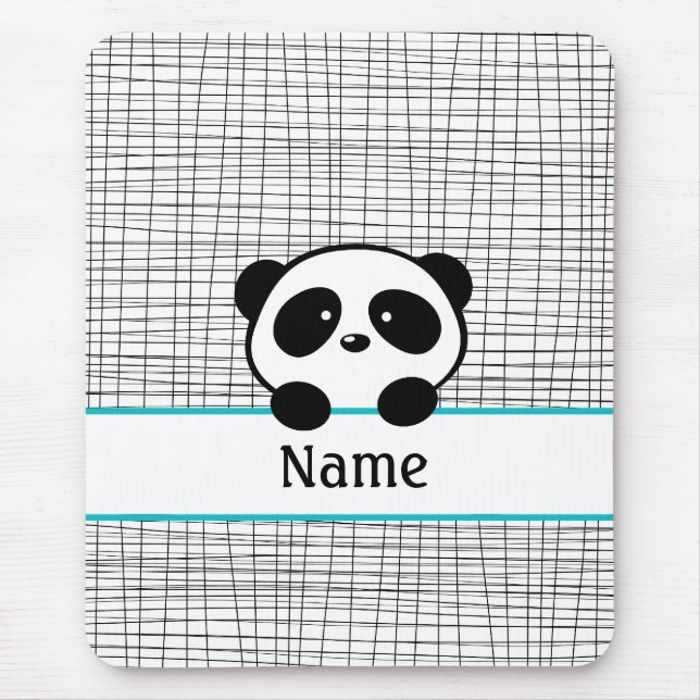 Mousepad Pad Preto de Mouse Aqua Urso Panda Personalizado (Frente)