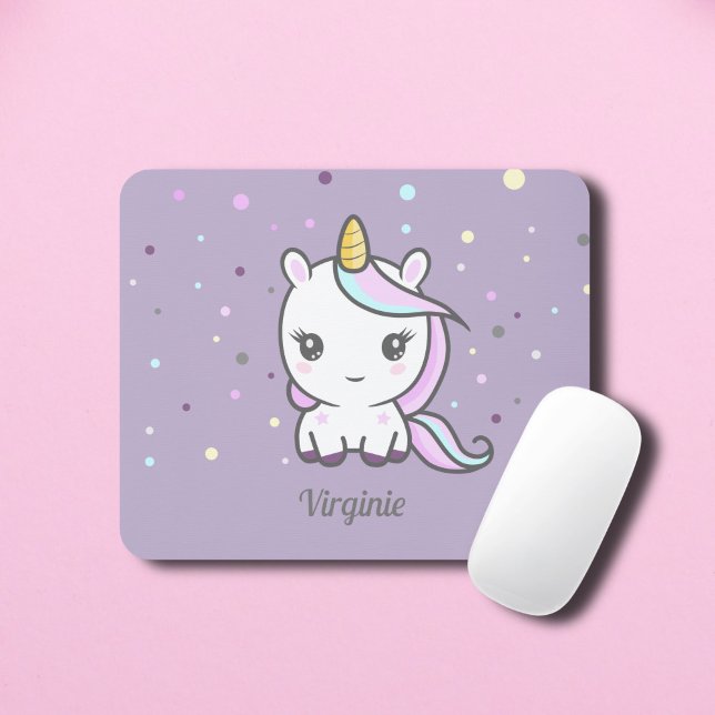 Mousepad Pad Roxo do Unicorn Bonito (Cute Unicorn Purple Mouse Pad)