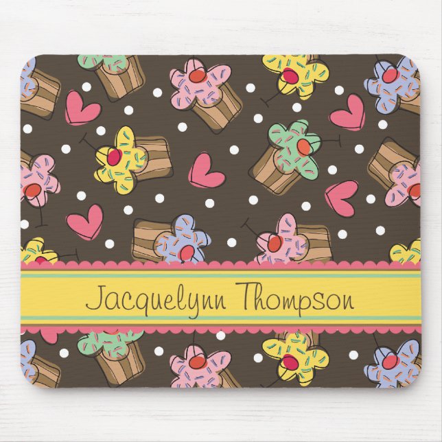 Mousepad Padaria dos confeitos dos cupcakes da cereja doce (Frente)