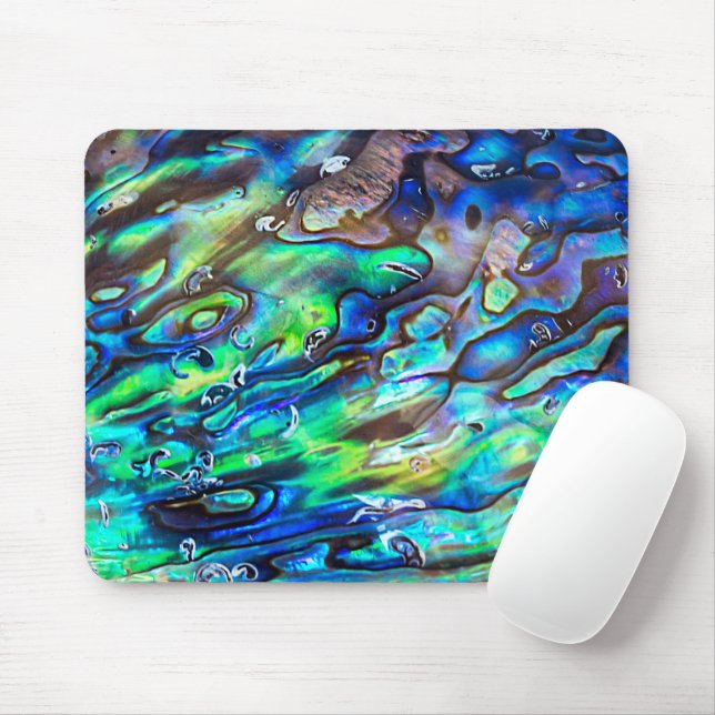 Mousepad Padrão 1 de shell Abalone Paua da Nova Zelândia (Com mouse)