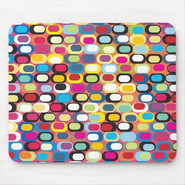 Mousepad Padrão abstrato colorido com retângulos arredondad (Frente)