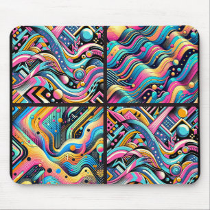 Mousepad Padrão Abstrato Colorido Neon Brilhante dos Anos 9