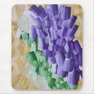 Mousepad Padrão Abstrato de Pinceladas Roxas e Verdes