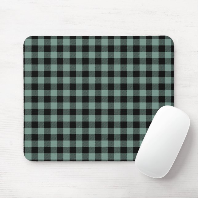 Mousepad Padrão Abstrato Mínimo Quadrado Preto e Verde-Ment (Com mouse)