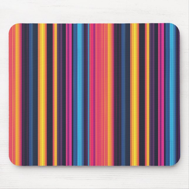 Mousepad Padrão Abstrato Moderno de Faixa Multicor Vibrante (Frente)