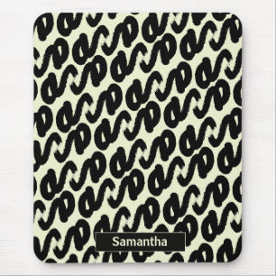 Mousepad padrão abstrato preto e branco monograma