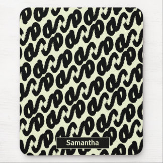 Mousepad padrão abstrato preto e branco monograma