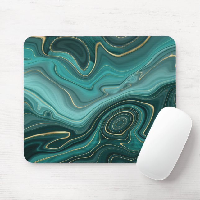 Mousepad Padrão Abstrato Turquesa Luxo Glam (Com mouse)