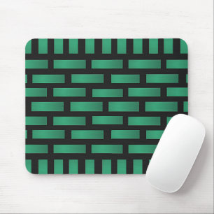 Mousepad Padrão abstrato Verde de Tijolo Preto com Retângul