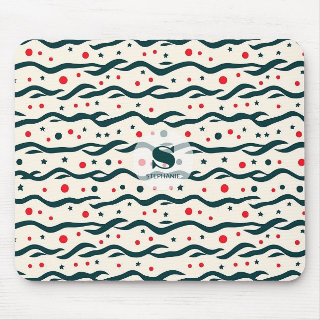 Mousepad Padrão abstrato Wavy Lines e formas geométricas (Frente)