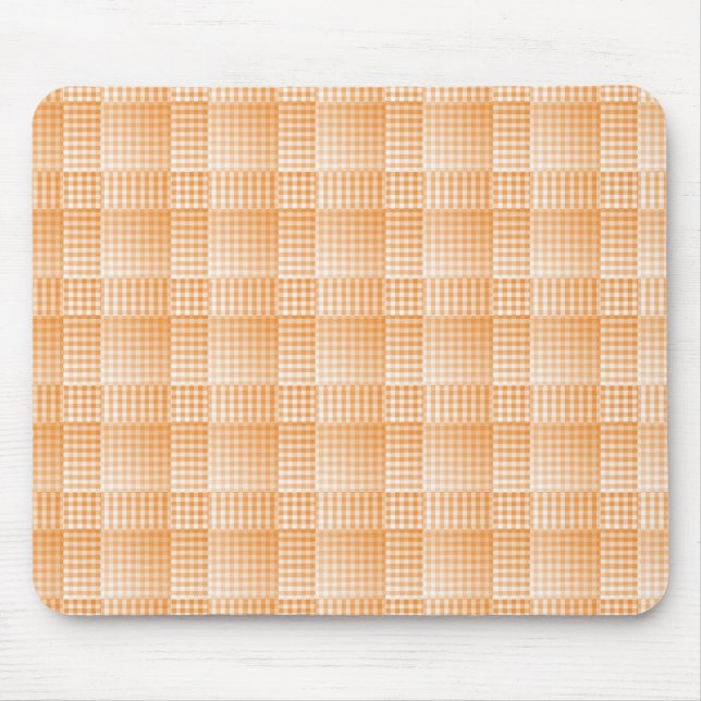 Mousepad Padrão Abstrato Xadrez Laranja Branco (Frente)