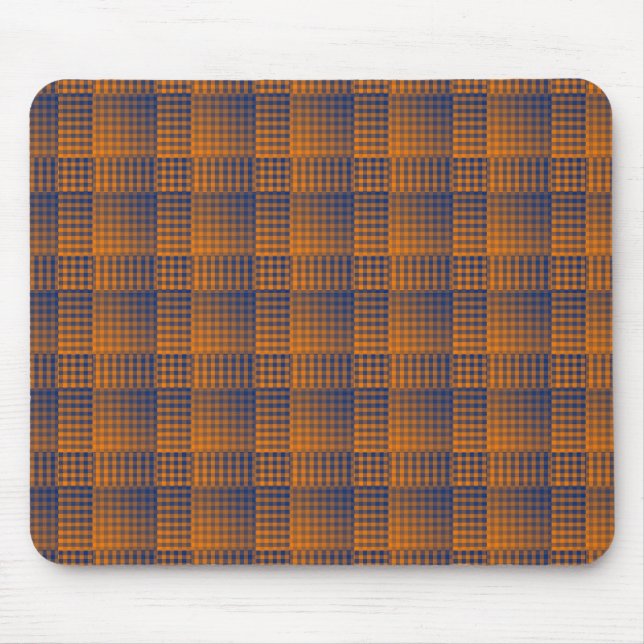 Mousepad Padrão Abstrato Xadrez Laranja Roxo (Frente)