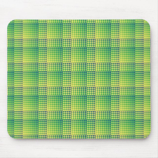 Mousepad Padrão Abstrato Xadrez Verde Azul (Frente)