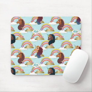 Mousepad Padrão Afro Unicorn Rainbow e Heart
