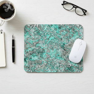 Mousepad Padrão Agata de Minerais de Turquoise Teal Faux S