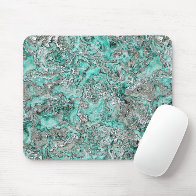 Mousepad Padrão Agata de Minerais de Turquoise Teal Faux Si (Com mouse)