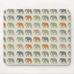 Mousepad Padrão Animal Colorido de Elefante Contemporâneo