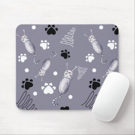 Mousepad Padrão Aquarela Gatos e Patas