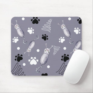 Mousepad Padrão Aquarela Gatos e Patas