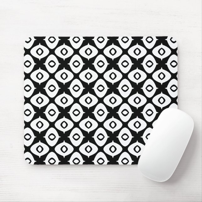Mousepad Padrão Arabesco Simétrico Preto e Branco Ousado (Com mouse)