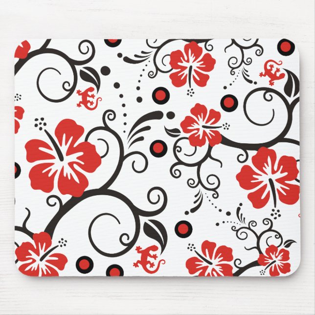 Mousepad Padrão ARTs - decoração de hibisco (Frente)