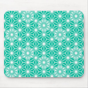 Mousepad Padrão Asanoha japonês - azul-pavão