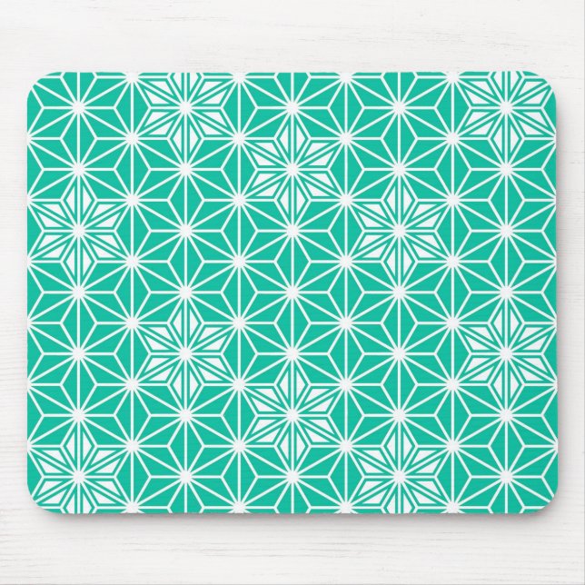 Mousepad Padrão Asanoha japonês - azul-pavão (Frente)