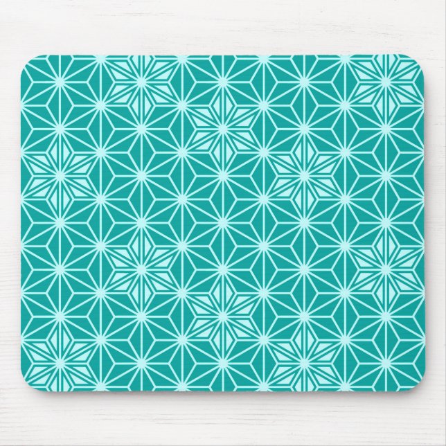 Mousepad Padrão Asanoha japonês - turquesa (Frente)
