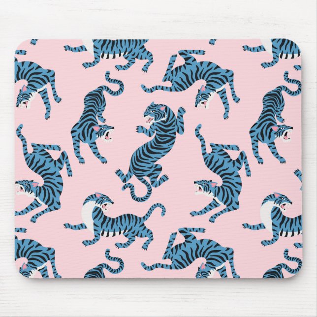 Mousepad Padrão Asiático de Tigre Azul (Frente)